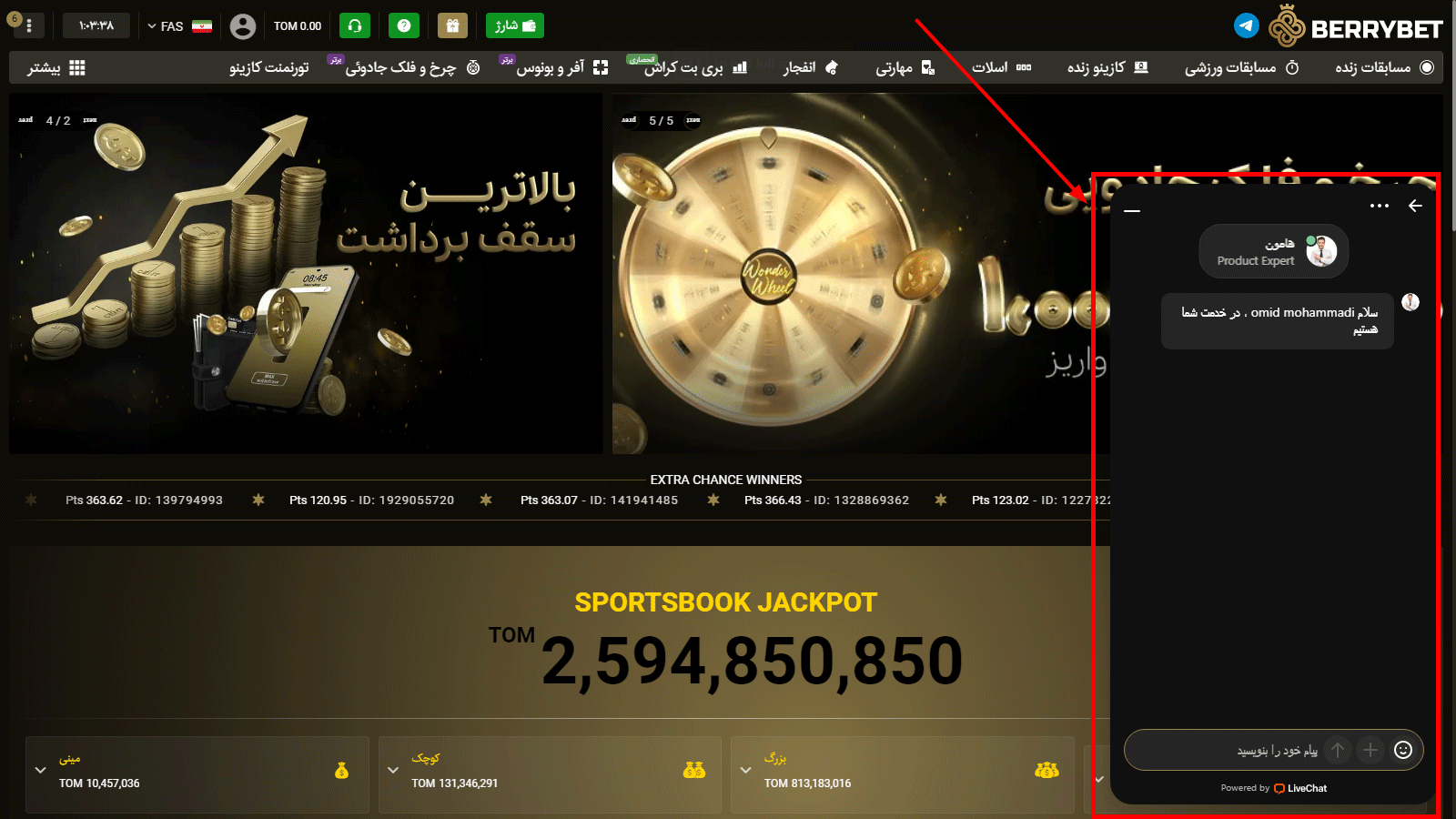 پشتیبانی بری بت Berrybet